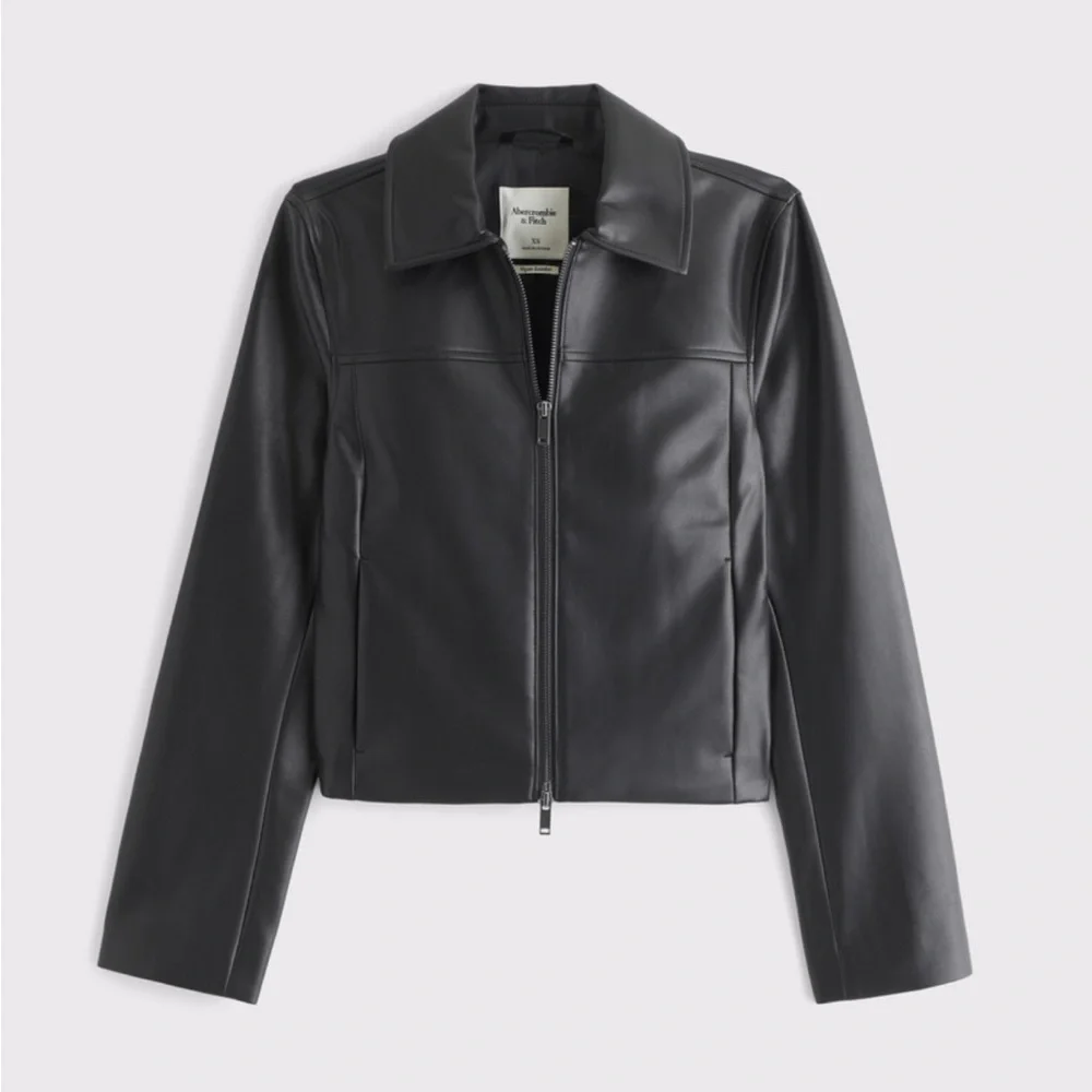 NWT Abercrombie Slim Zip Vegan Leather Jacket - Picture 1 of 7